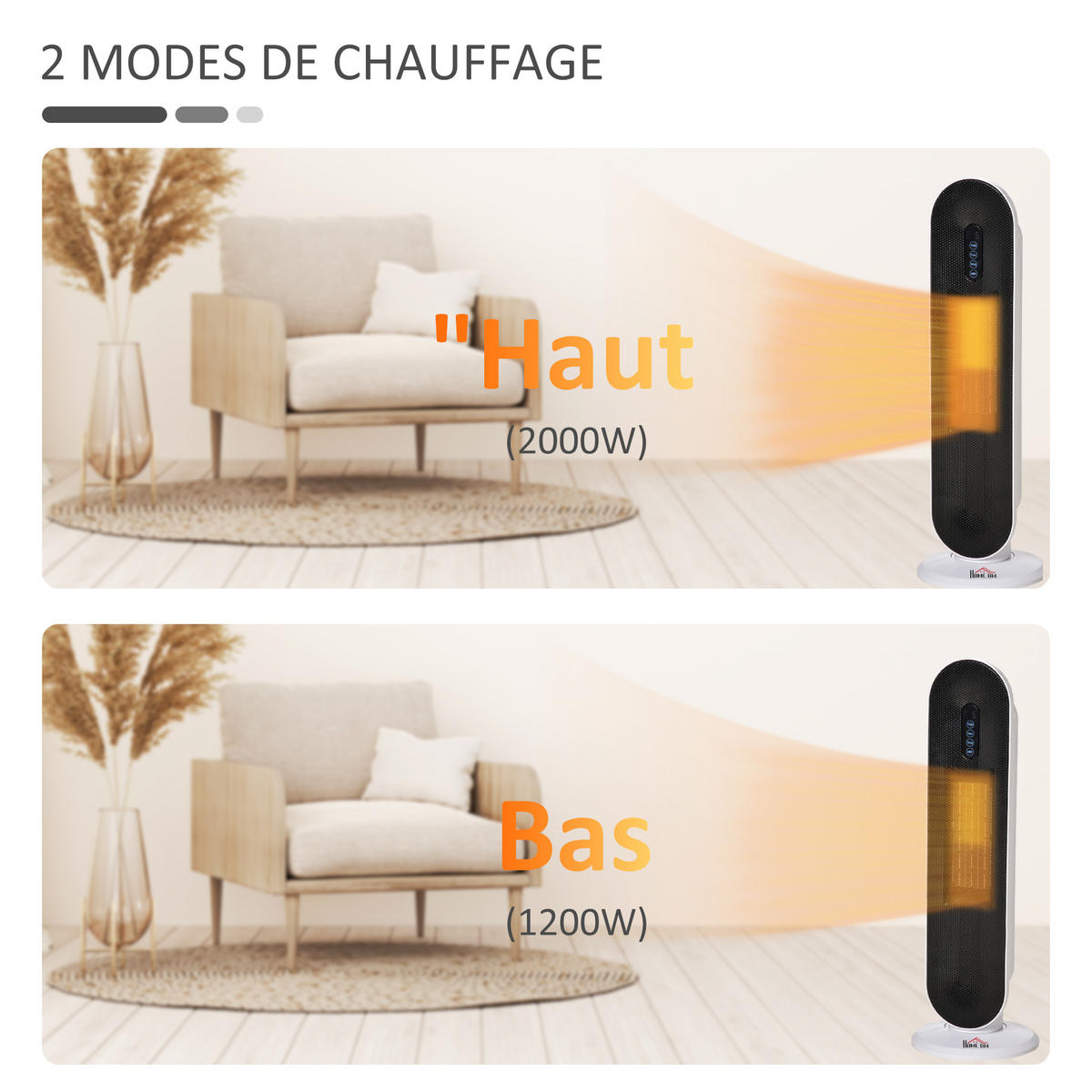 HEIZLÜFTER DE-17035 45° oszillierend PTC 1200/2000 W - Weiß, Kunststoff (21/63.5/21cm) - ComfortXL