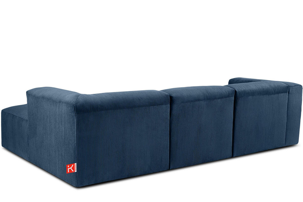 ECKMODULSOFA-RECHTS BUFFO mit extrem weicher und bequemer Sitzfläche, Kordstoff, marineblau - Blau/Grün, Textil (297/180cm) - KONSIMO®