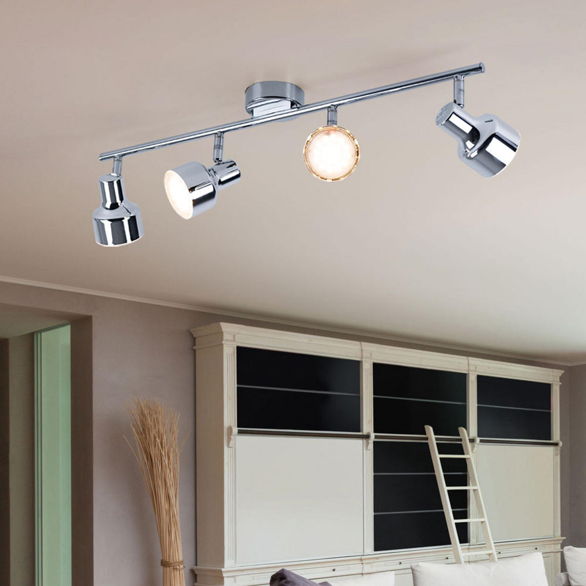 LED DECKENLEUCHTE ROIS Chrom Silber - Silberfarben, Metall (60/8/12cm) - Globo Lighting