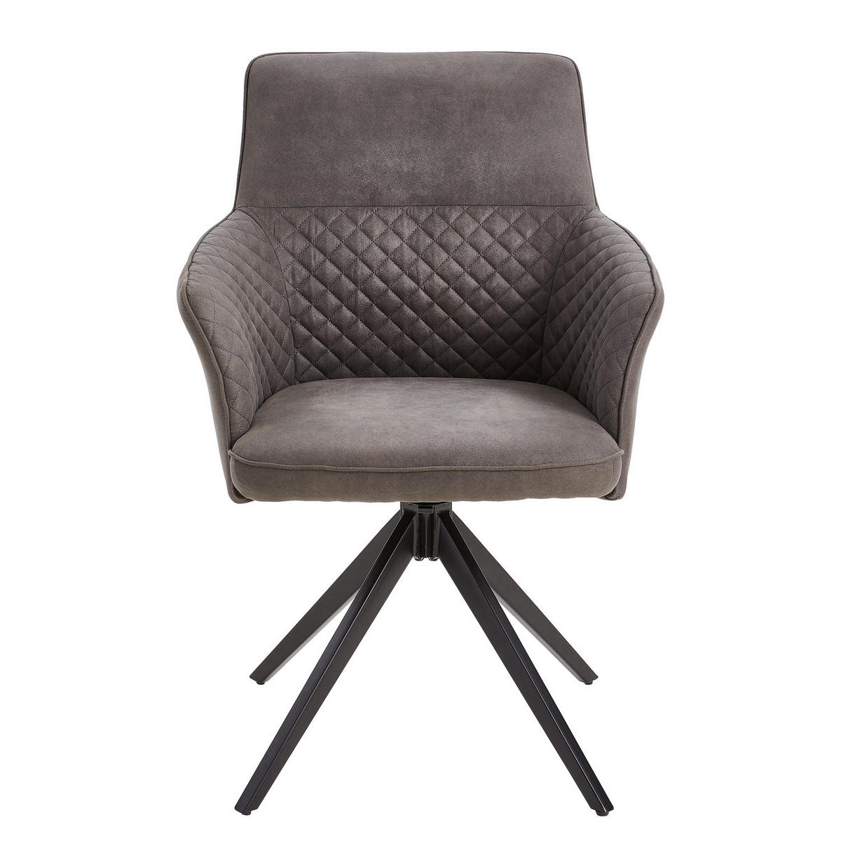 DREHBARER ARMLEHNENSTUHL - 2er-Set - Microfaser - Dunkelgrau, Textil/Metall (62/90/63cm) - home24