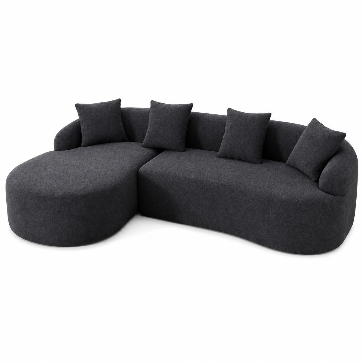 ECKSOFA Chenille Dunkelgrau werkzeugfreie Montage - Dunkelgrau, Textil (243/150cm) - WISHDOR
