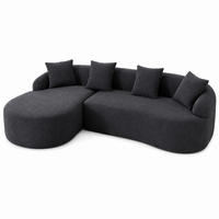 ECKSOFA Chenille Dunkelgrau werkzeugfreie Montage - Dunkelgrau, Textil (243/150cm) - WISHDOR