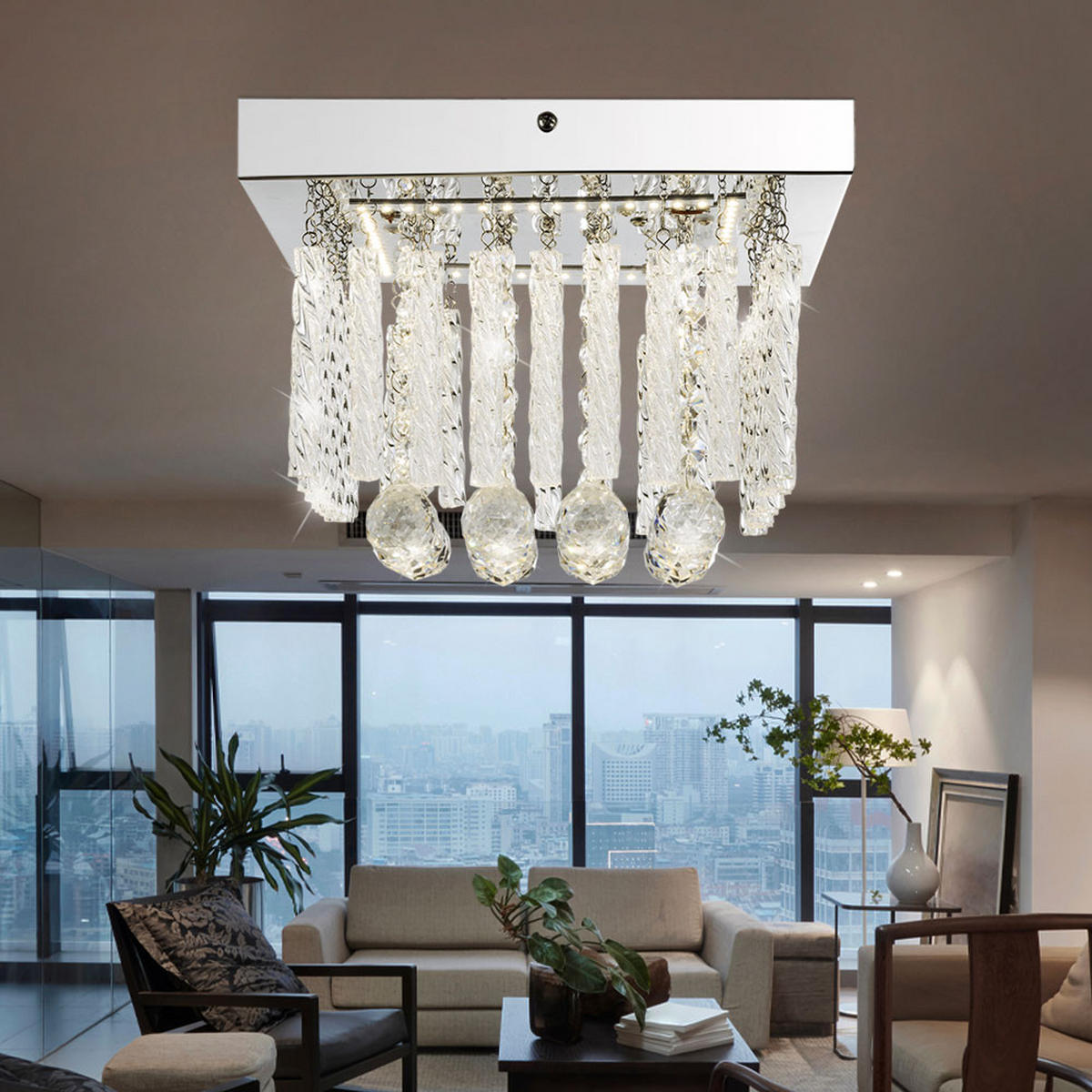 LED DECKENLEUCHTE MATHILDA Silber Chrom - Silberfarben, Glas (25/25/15cm)