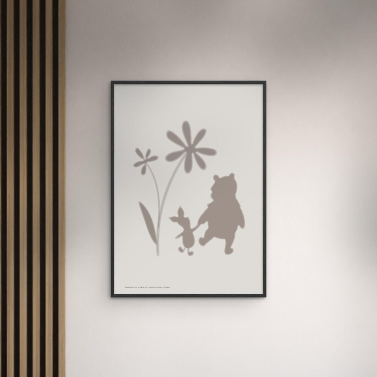 POSTER mit Rahmen Disney - Disney's Winnie the Pooh & Piglet Flower Silhouettes - Beige/Schwarz, Holz/Papier (50/70cm) - Poster&Frame