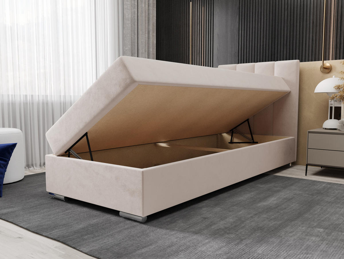 BOXBETT ZILANO 2 mit Matratze H3 und Topper 80x200 Itaka 16 - Creme, Holz/Textil (80/200cm) - Bedante
