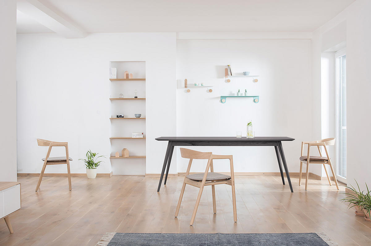 MASSIVER ESSTISCH - Massivholz - Eschefarben, Holz (90/200/75cm) - home24