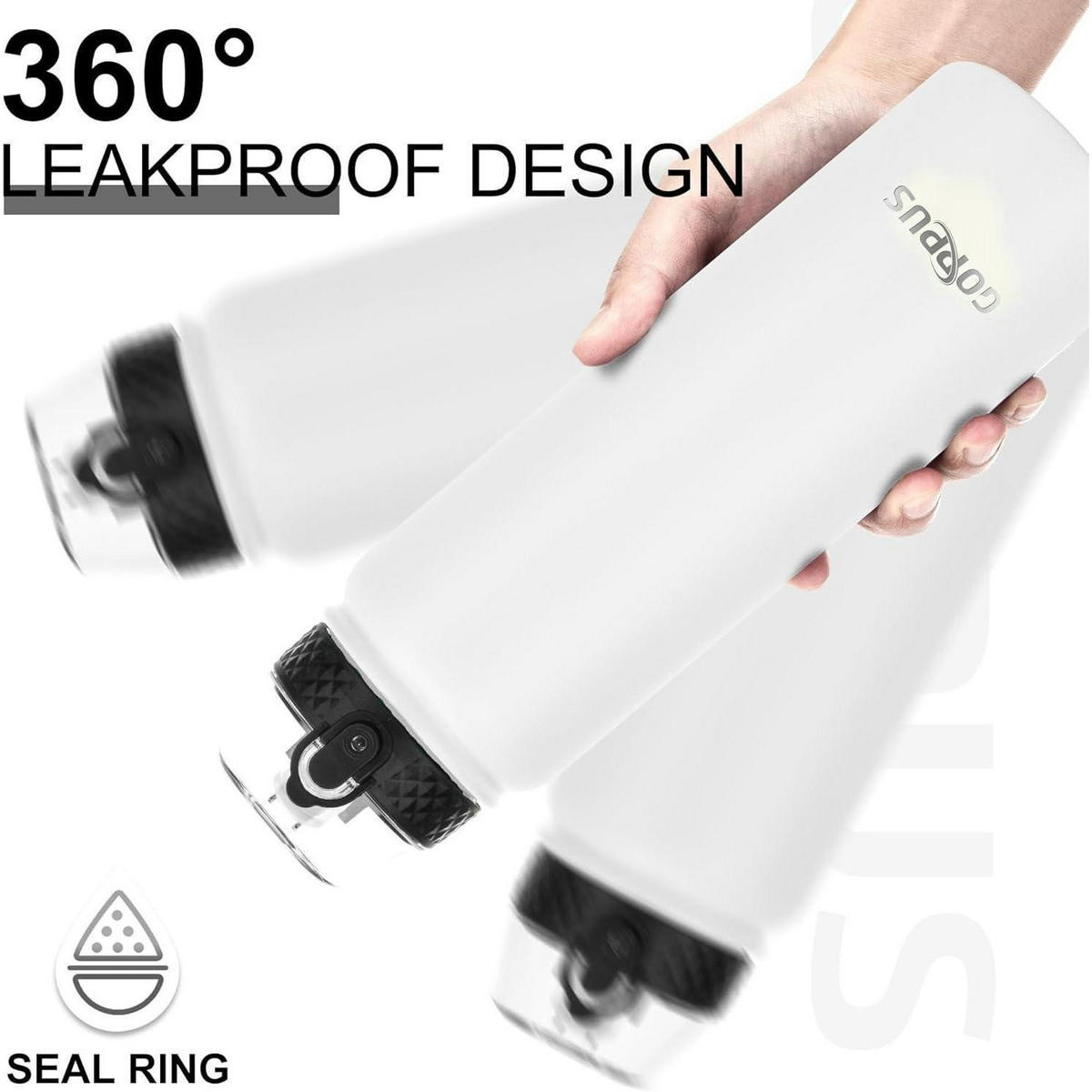 THERMOSFLASCHE mit Strohhalm 1 Liter Weiß - Weiß, Metall (8/8cm)