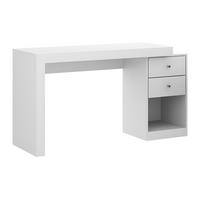 SCHREIBTISCH ausziehbar mit 2 Schubladen & 1 Ablage - Weiß - EVAN - Weiß, Holz (46/140/75.3cm) - Vente-Unique