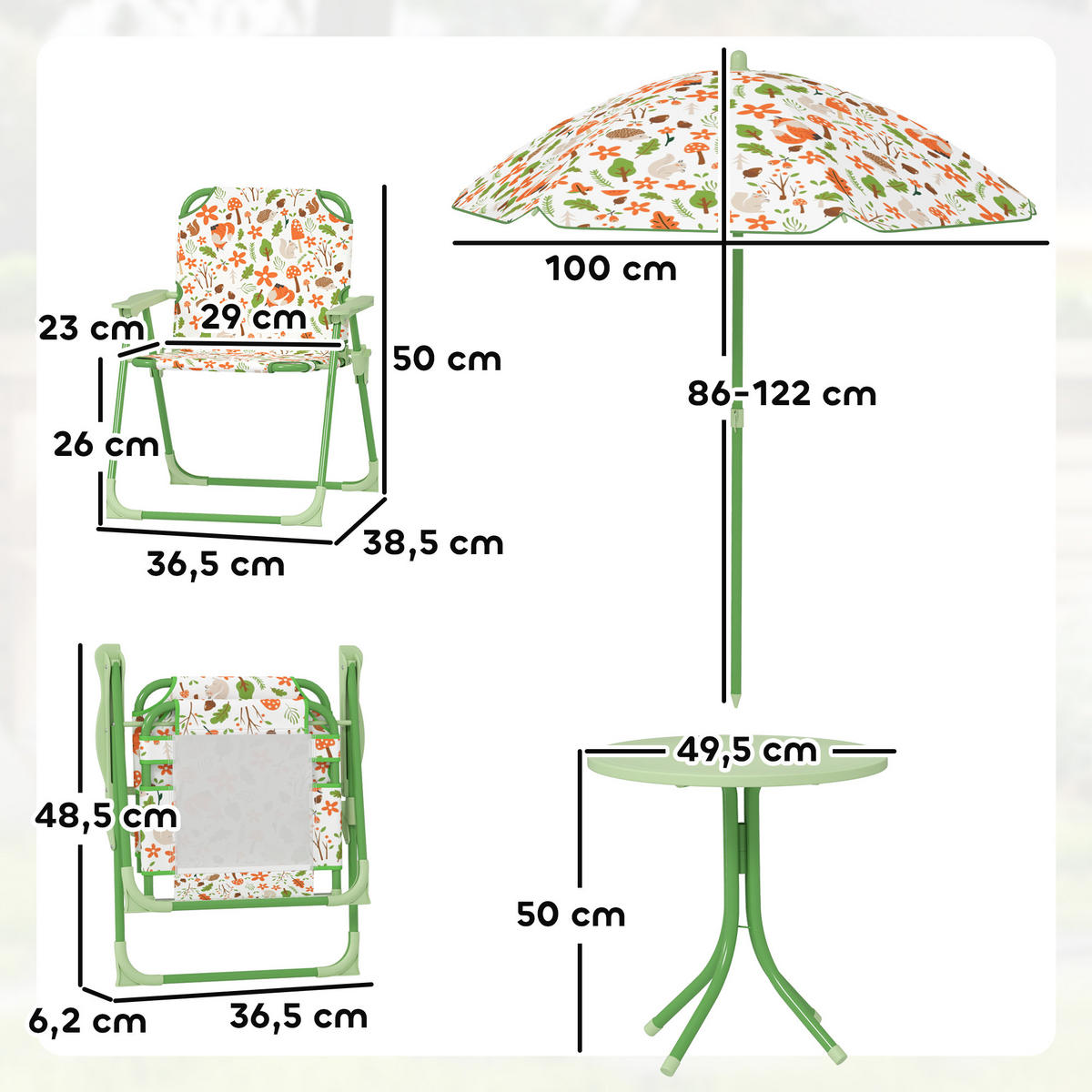KINDERSITZGRUPPE DE-17527 - Grün, Metall (49.5/50/49.5cm) - ComfortXL