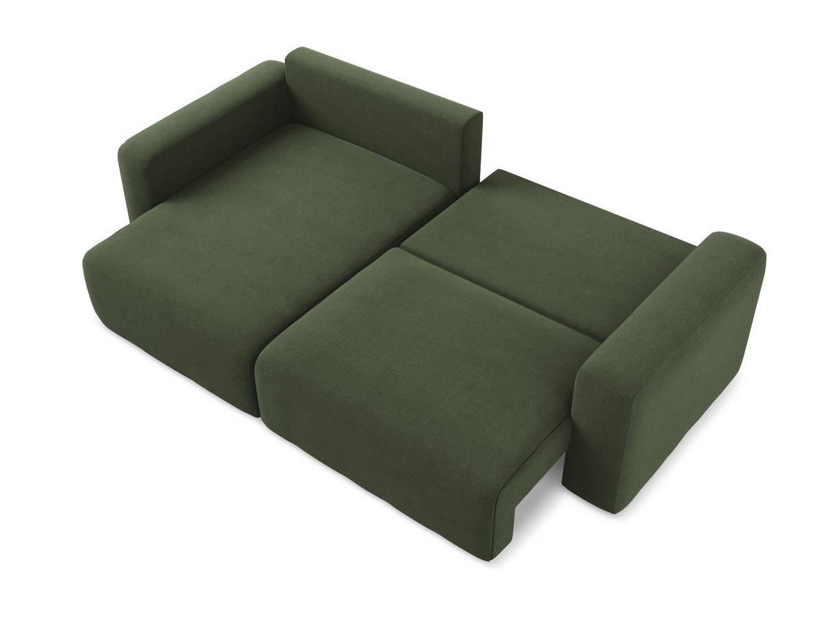 ECKSOFA mit Schlaffunktion links Strukturstoff Stoff Grün - Blau/Schwarz, Kunststoff/Textil (149/244cm) - Makamii