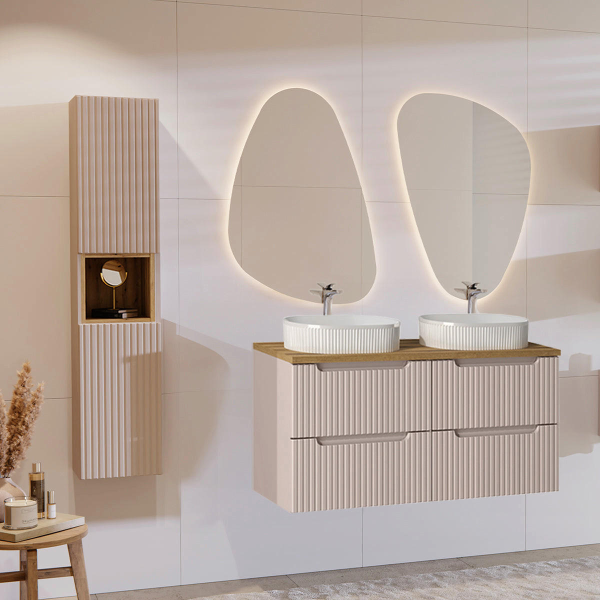 WASCHTISCHUNTERSCHRANK 120.4cm Riva Kaschmir - Beige, Holzwerkstoff (120.4/59/40cm) - Petits-meubles