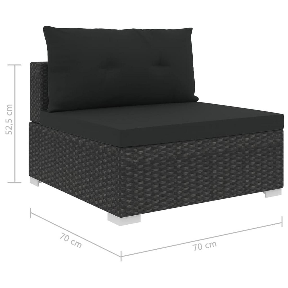 GARTEN-LOUNGE-SET 10Er Set Mit Auflagen Poly Rattan Schwarz - Schwarz, Kunststoff - vidaXL