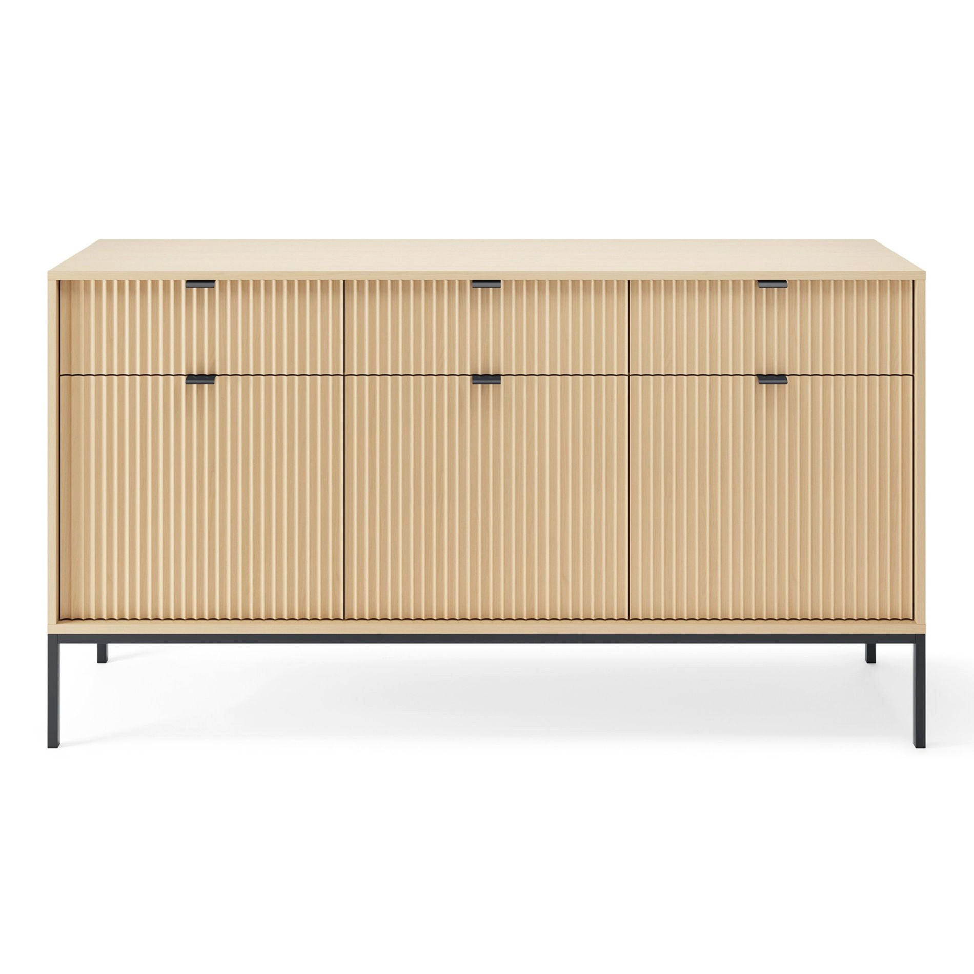 KOMODA Vellore Dekor dub s černou podnoží 154 cm - černá/béžová, kov/kompozitní dřevo (154/83/39cm) - Selsey