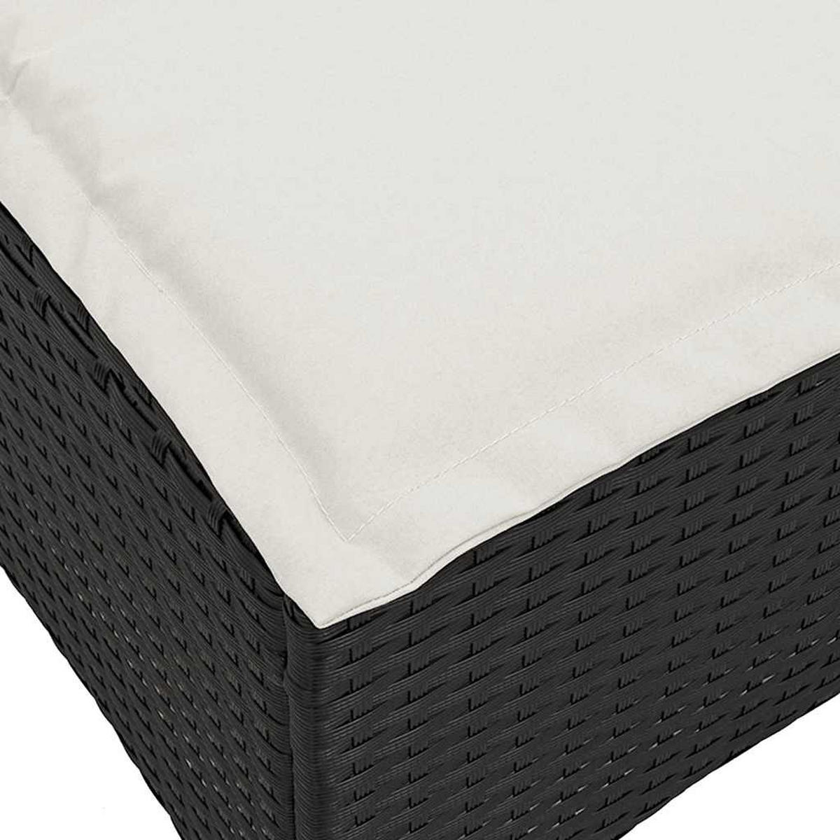 GARTENHOCKER Mit Kissen 2 Stk. Schwarz 55/55/36 Cm Poly Rattan - Creme, Kunststoff (55/36/55cm) - vidaXL