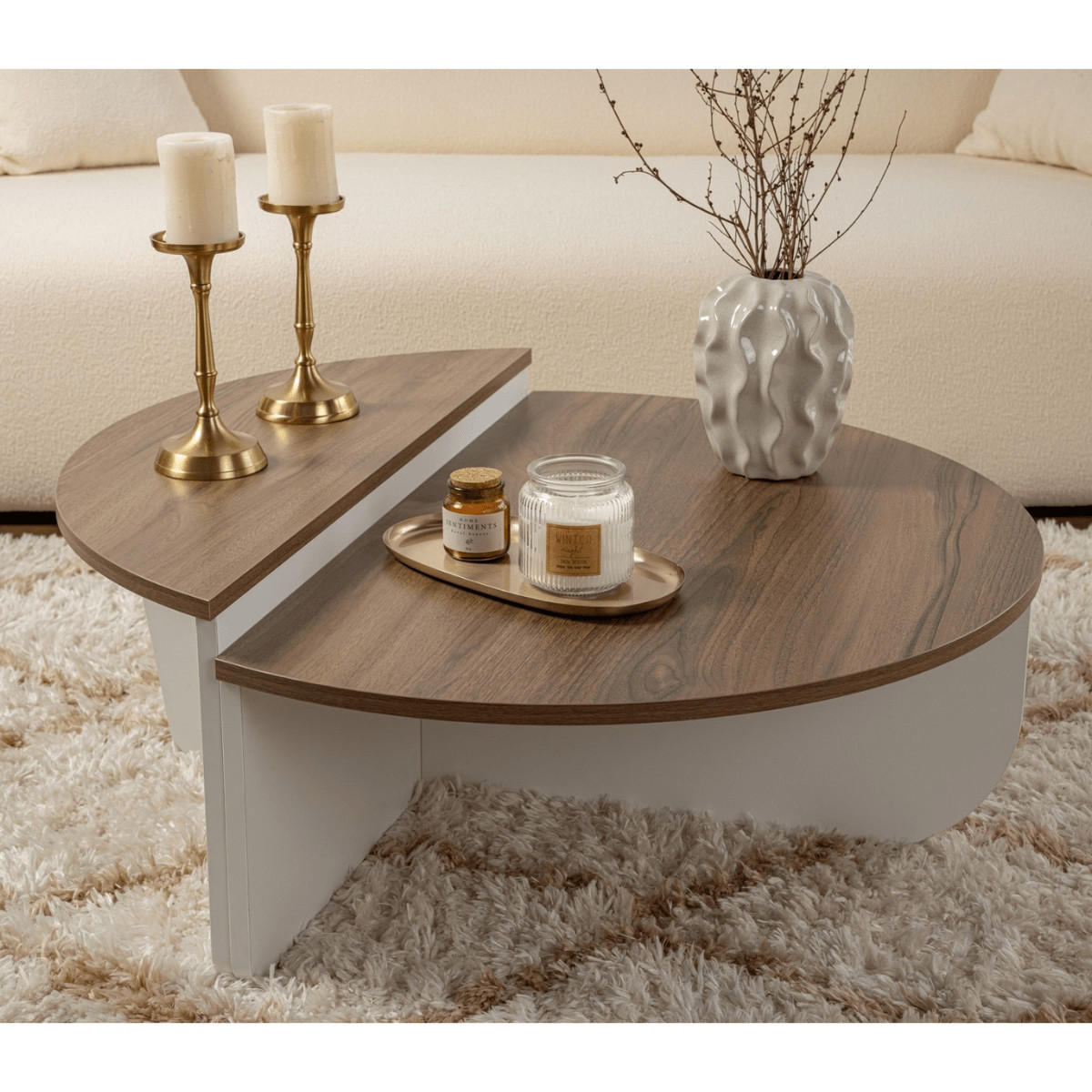 COUCHTISCH orion Noyer - Weiß, Holzwerkstoff (9.5/90/35cm) - Calicosy