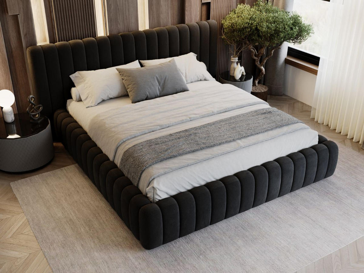 POLSTERBETT Bliss 200x200 Schwarz - Schwarz, Textil (200/200cm) - Graingold