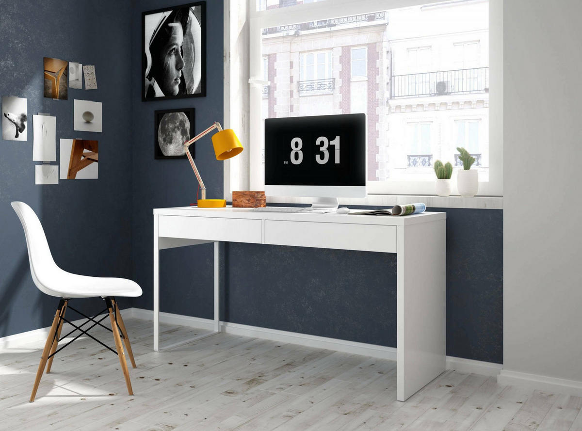 SCHREIBTISCH Glänzendes Weiß 50/138/75 cm - Weiß, Holzwerkstoff (50/138/75cm) - DMORA
