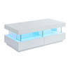 COUCHTISCH mit 2 Schubladen & 2 Ablagen + LEDs - MDF lackiert - Weiß - FABIO - Weiß, Holz (120/60/42cm) - Vente-Unique
