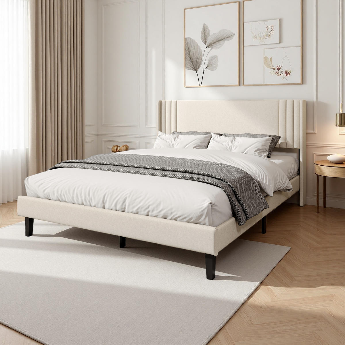 ČALÚNENÁ posteľ 140x200 béžová, Sturdy Bedroom - béžová, drevo - SHOPENTRA