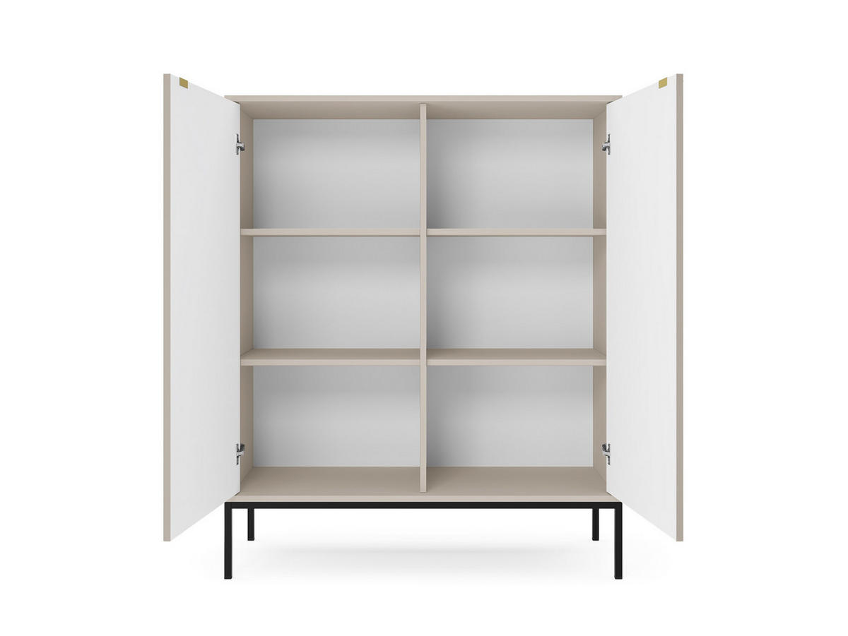 HIGHBOARD Nova Kaschmir, Schwarze Beine - Kaschmir/Schwarz, Holzwerkstoff/Metall (104/125/39cm) - Bettso