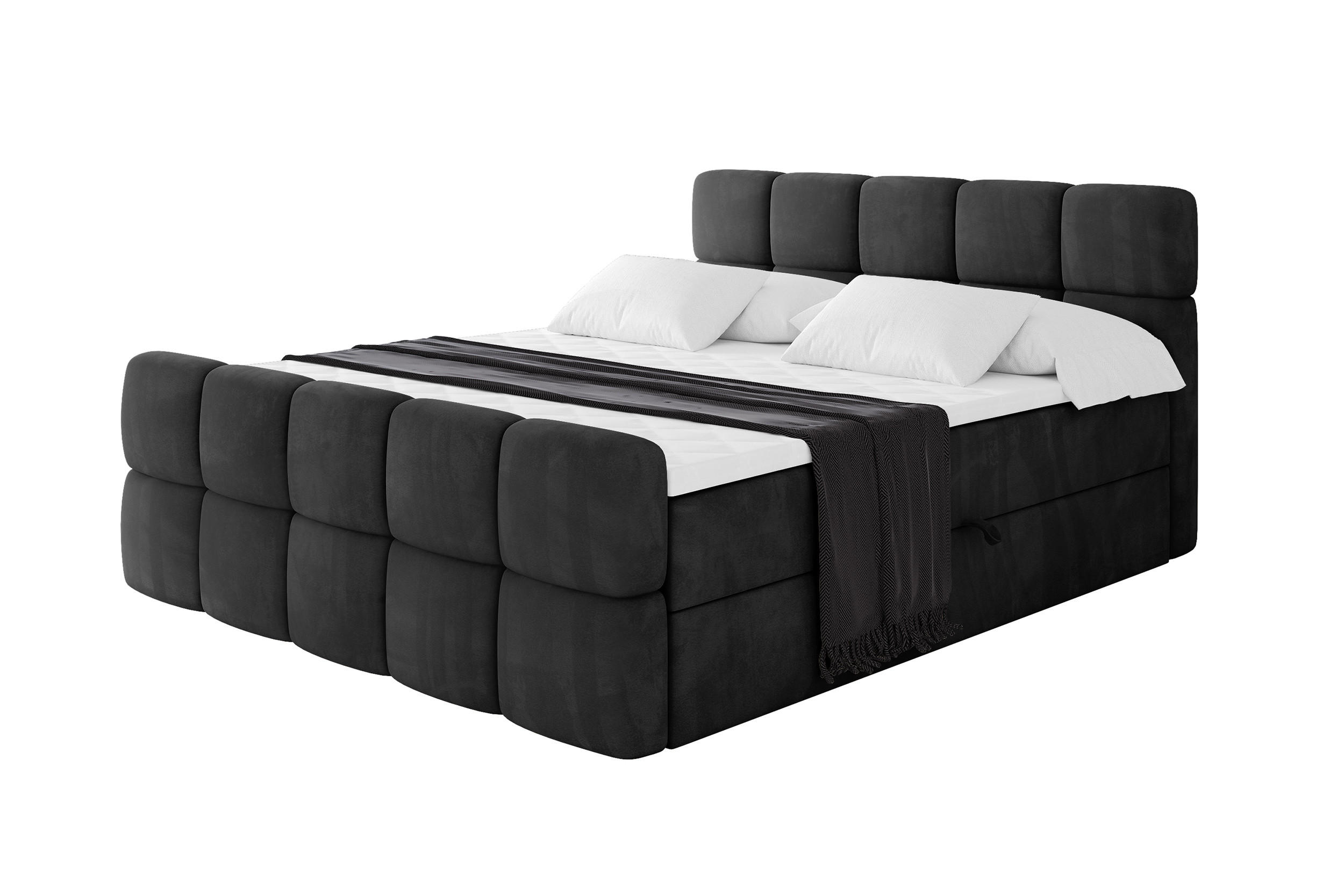 BOXBETT mit Matratze H3 - FAMA-Z - 120x200 cm Schwarz Casablanca - Schwarz, Holzwerkstoff (120/200cm) - ALTDECOR