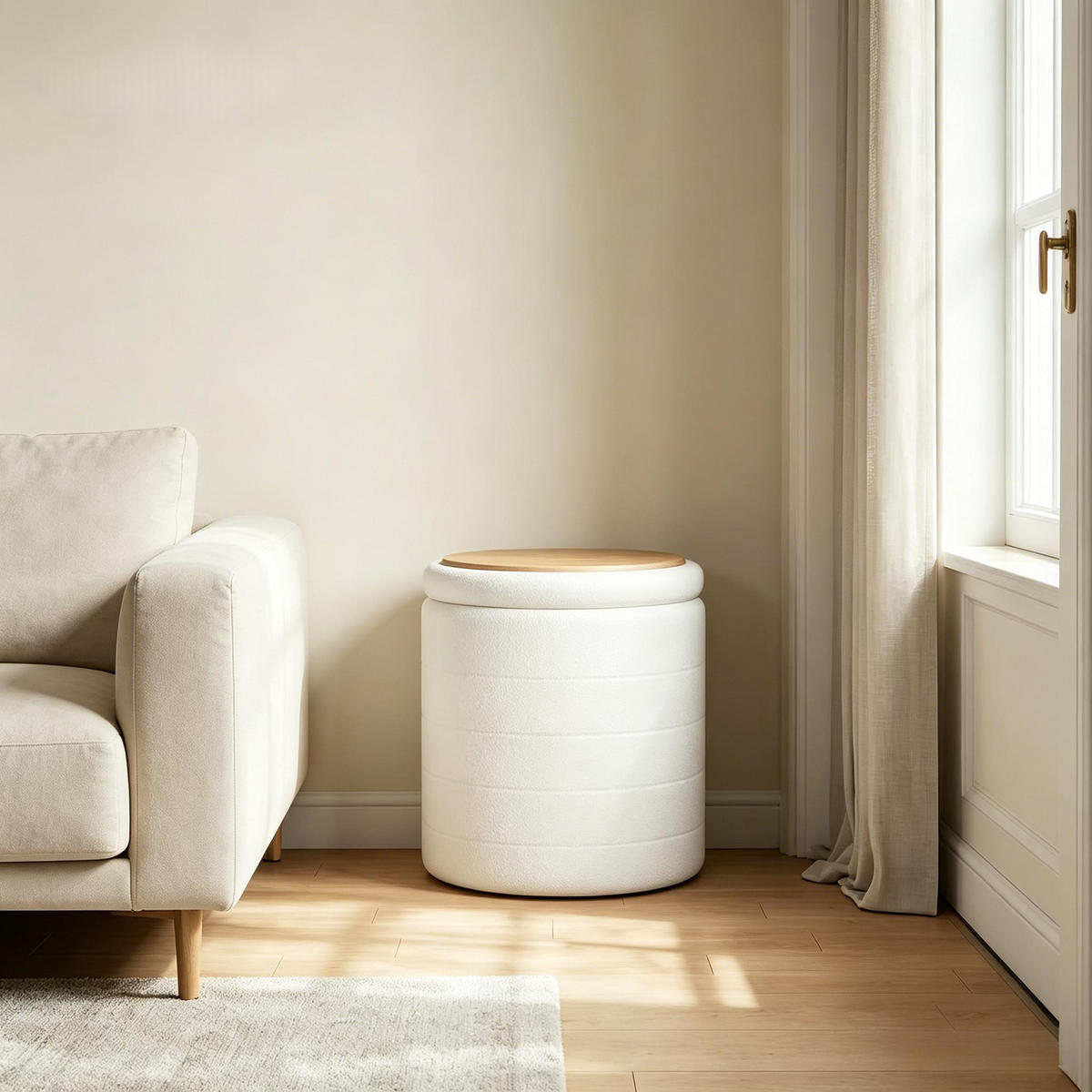 HOCKER klappbar mit Stauraum, DE-42156, Weiß - Weiß, Holzwerkstoff (40.5/43/40.5cm) - ComfortXL