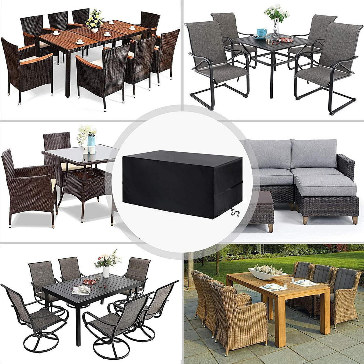 ABDECKHAUBE für Gartenmöbel 200 x 160 x 70 cm Schwarz - Schwarz, Textil (132/74/213cm)