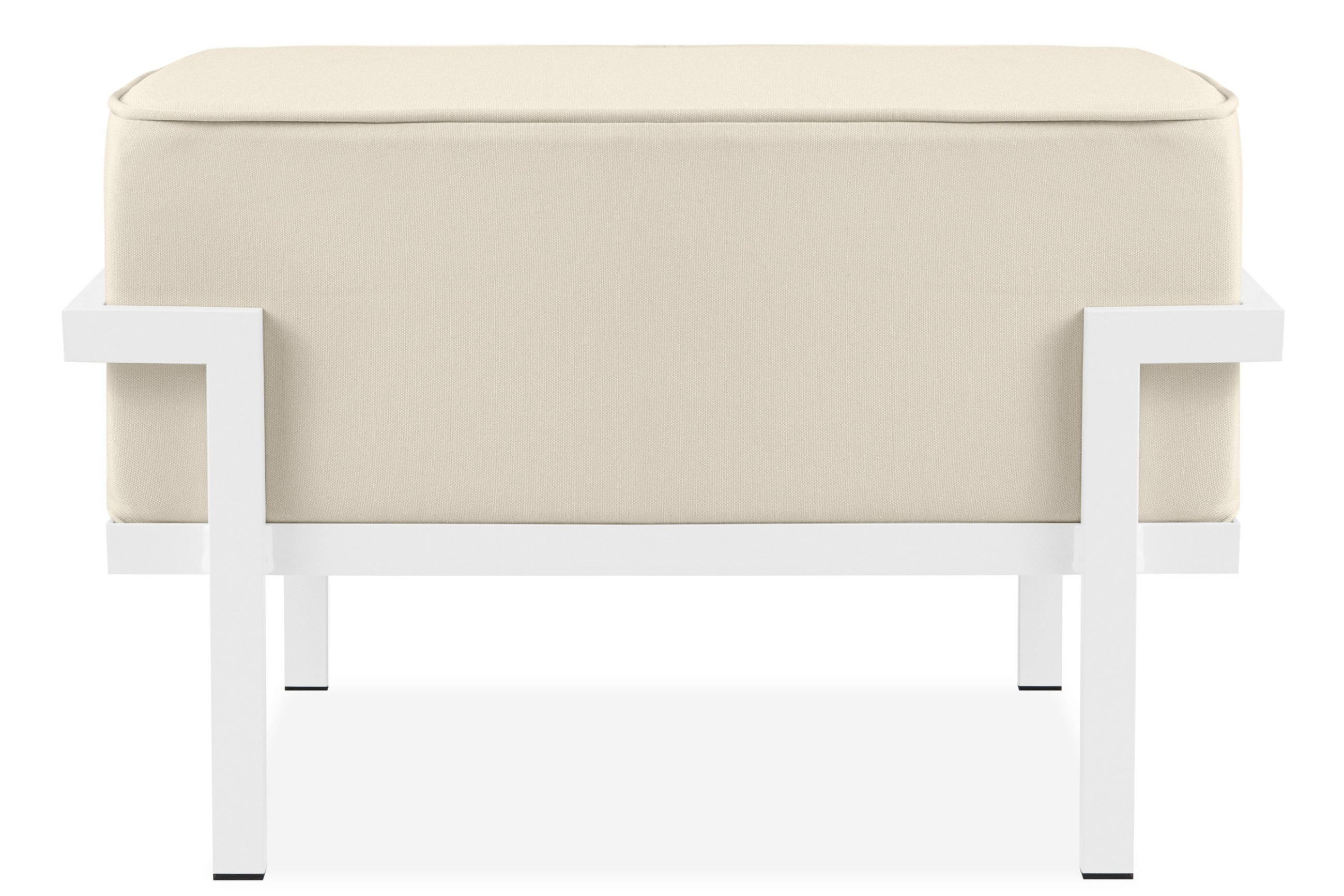 GARTENLOUNGE-HOCKER TRIGLO auf Metallfüßen, Modern, Weiß/Cremeweiß - Creme/Weiß, Textil/Metall (69/44/54cm) - KONSIMO®