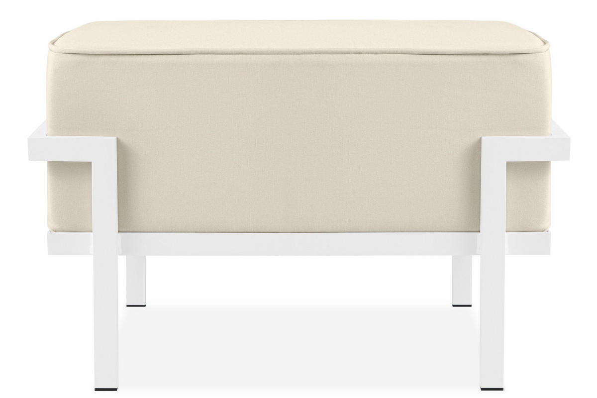 GARTENLOUNGE-HOCKER TRIGLO auf Metallfüßen, Modern, Weiß/Cremeweiß - Creme/Weiß, Textil/Metall (69/44/54cm) - KONSIMO®