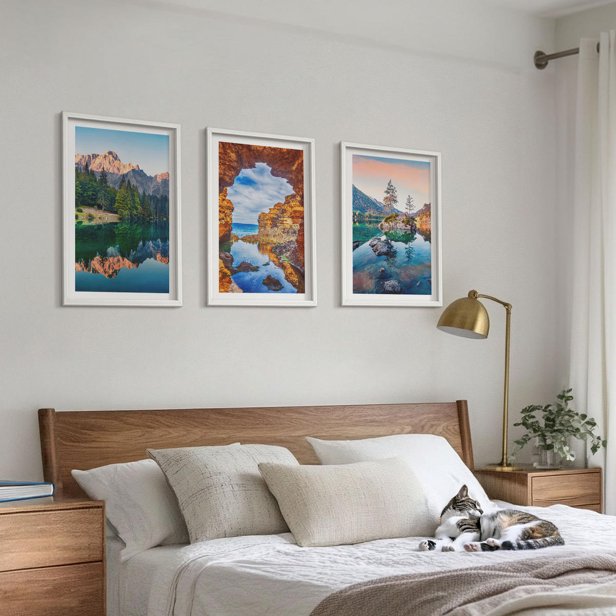 WANDBILDER 3er-Set - 40x60 cm Weißer Rahmen - Spiegelungen der Felsen in Bergseen - Weiß, Kunststoff (40/60cm) - ArtPrintCave