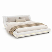 BETT Bodenbett 140x200 cm PU Weiß mit LED - Weiß, Holzwerkstoff (140/200cm) - Meubliv
