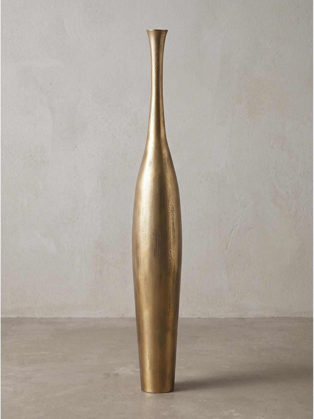 BODENVASE EBRO, Aluminium, handgefertigt, Gold, Ø 13 x 75 cm - Goldfarben, Metall (75cm) - KADIMA DESIGN
