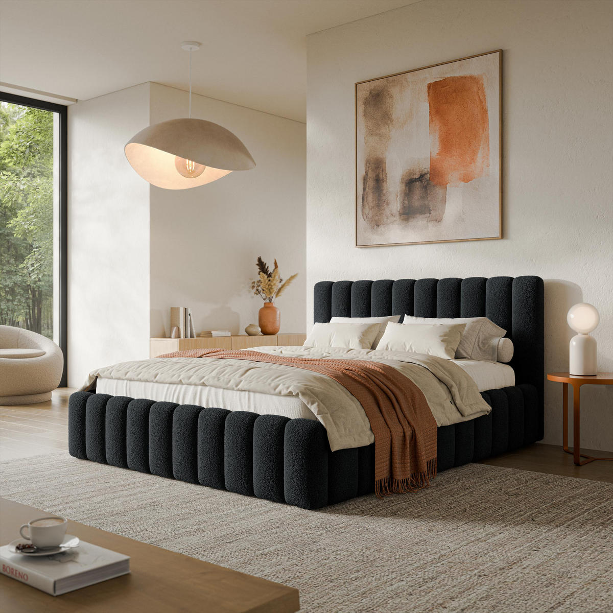 ČALOUNĚNÁ Postel TEBA 160x200 cm Černá - černá, kompozitní dřevo/textil (160/200cm) - MASSENO