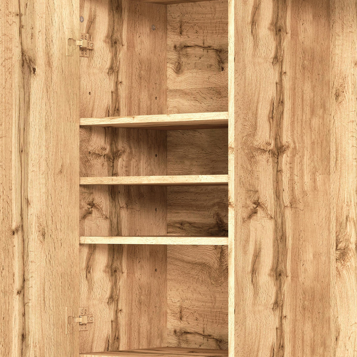 GARDEROBE-SET in Naturfarben mit Spiegel und Sitzbank für Flur und Eingangsbereich, B90/T34.5/H190 cm - Naturfarben, Glas/Holzwerkstoff (90/190/34.5cm) - STILVORA