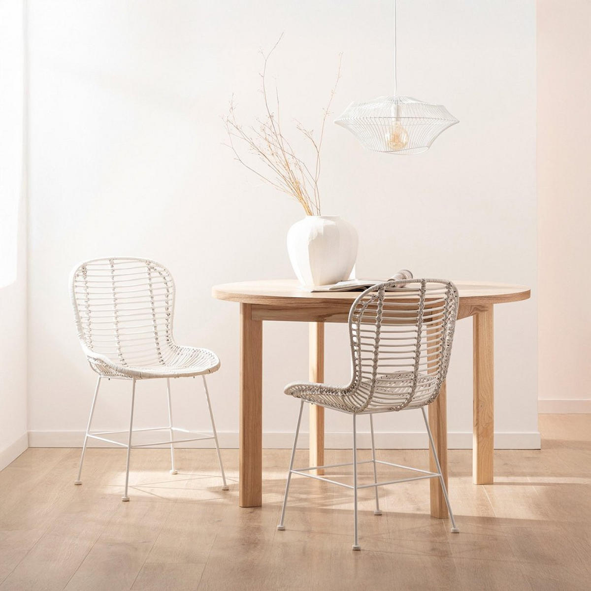 STUHL FÜR DRAUSSEN Leo Weiß 47 cm x 86 cm - Weiß, Naturmaterialien (47/86/57cm) - Klast Home