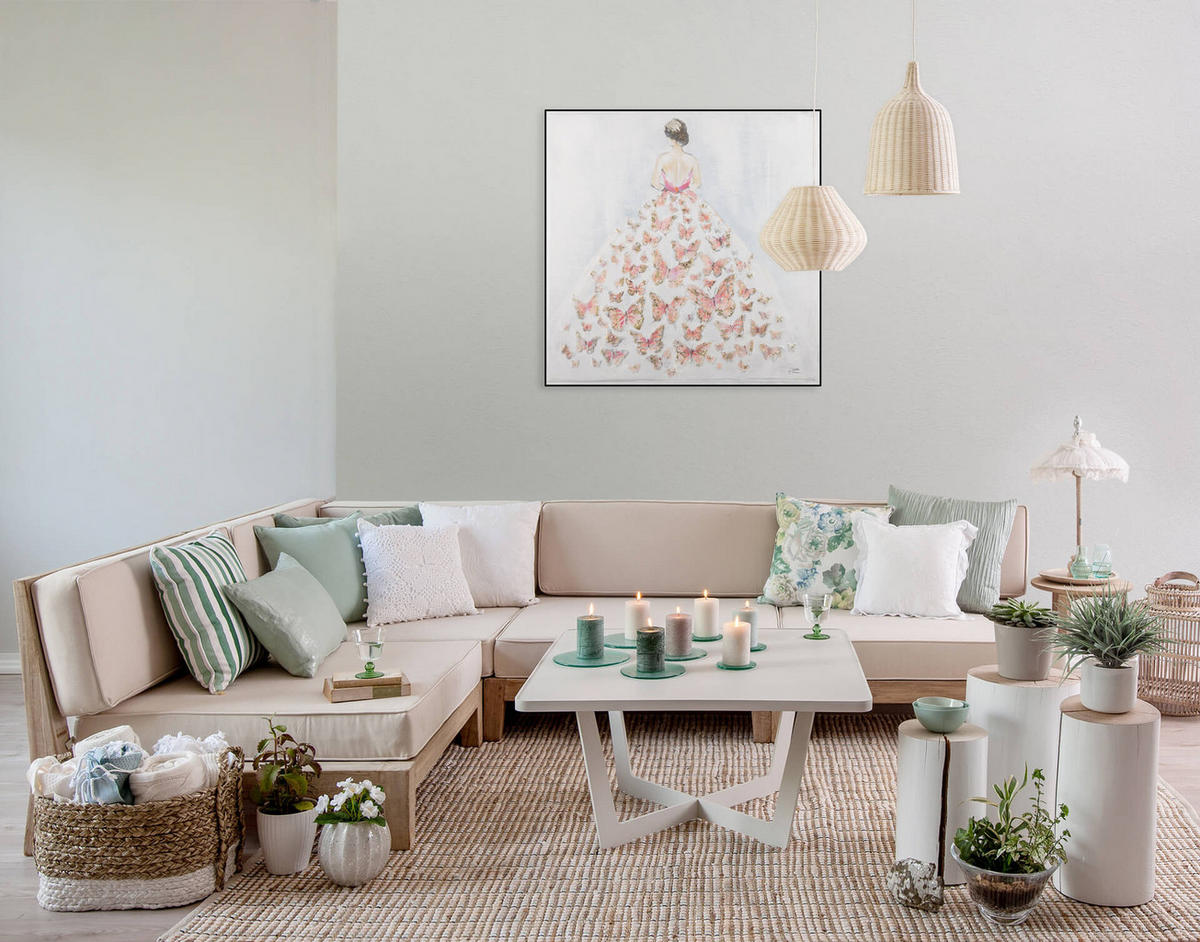 ACRYLBILD HANDGEMALT 80/80 cm - Pink/Grau, Holz/Textil (80/80cm) - KUNSTLOFT