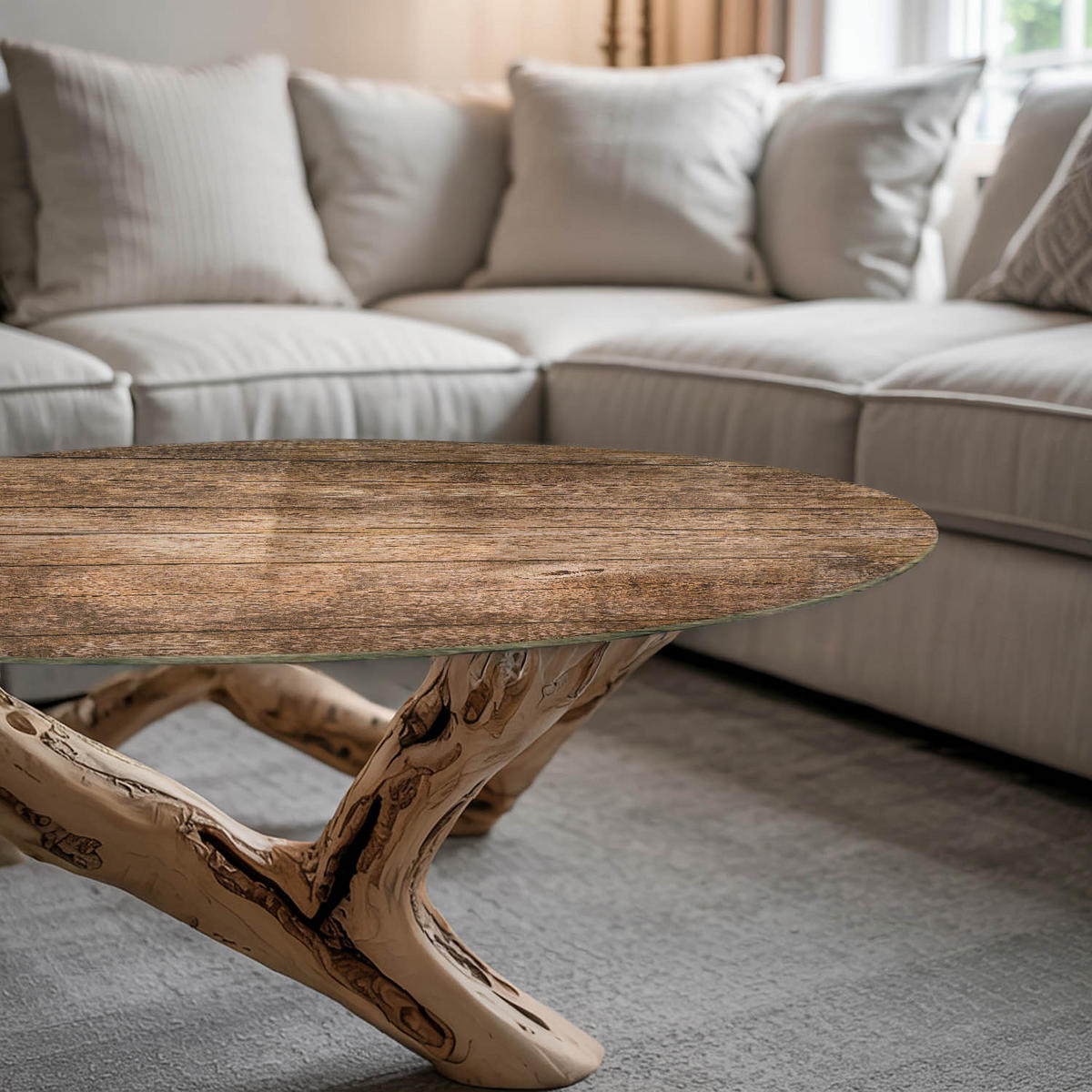 TISCHPLATTE Ø100 cm Holzstruktur Rundplatte - Dunkelbraun, Glas (100/100/0.4cm) - TULUP