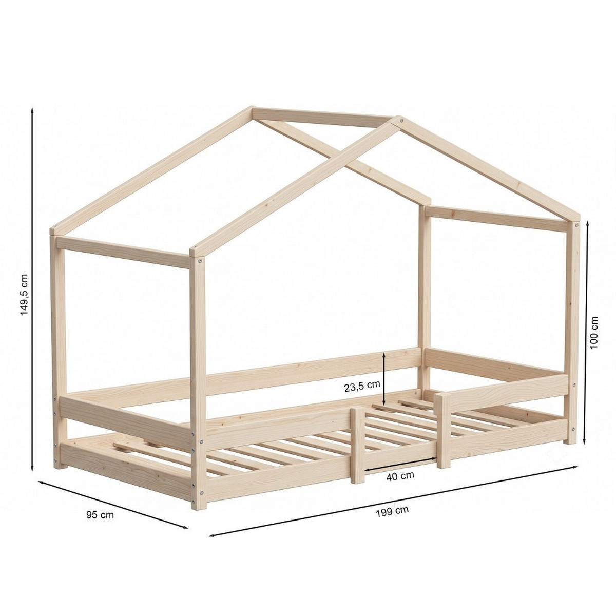HAUSBETT INDIANA mit Lattenrost / Kinderbett 90x190 - Natural - Naturfarben, Holz (90/190cm) - Weber Industries