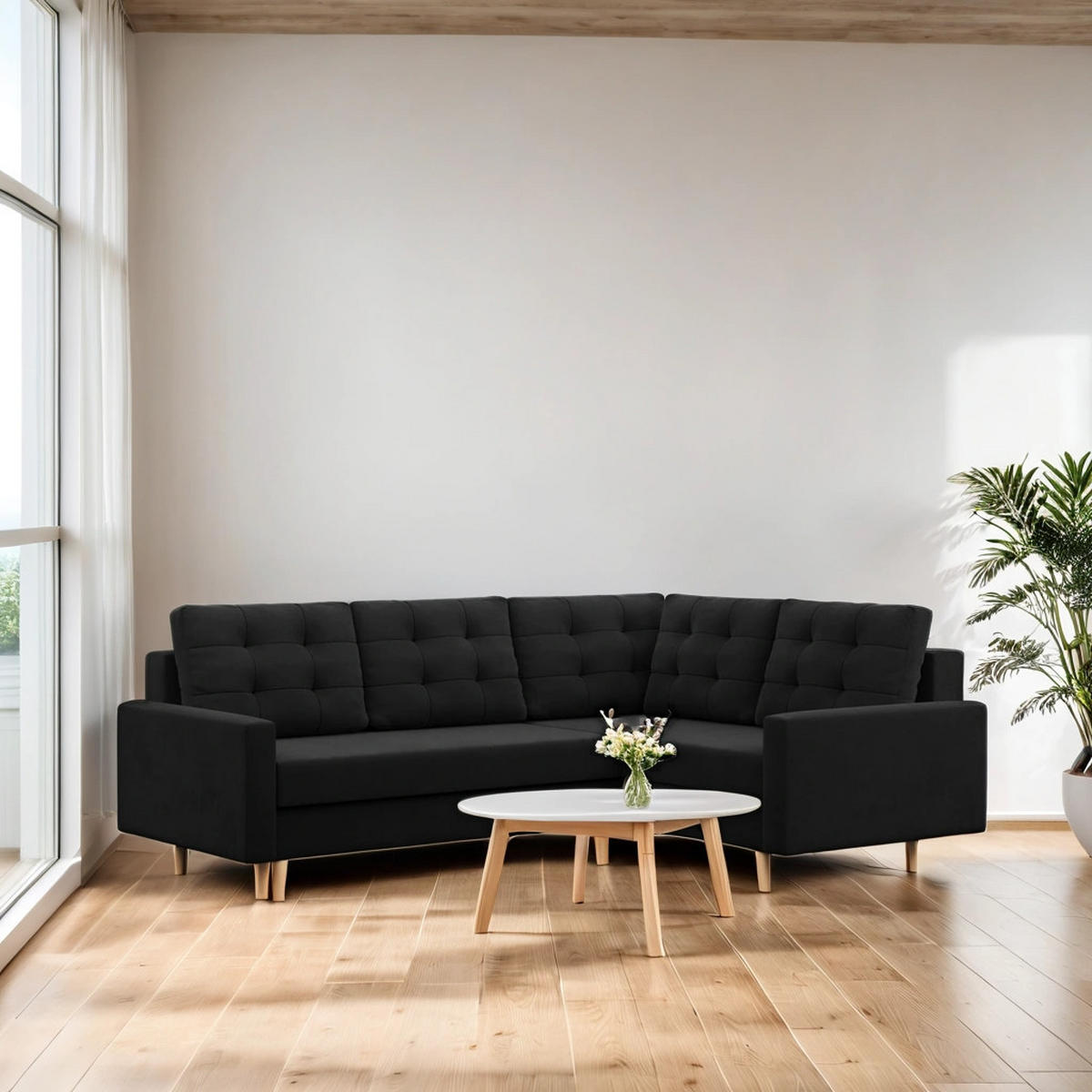 ECKSOFA Blank rechts schwarz - Schwarz, Textil (223/172cm) - SIMKAM Furniture