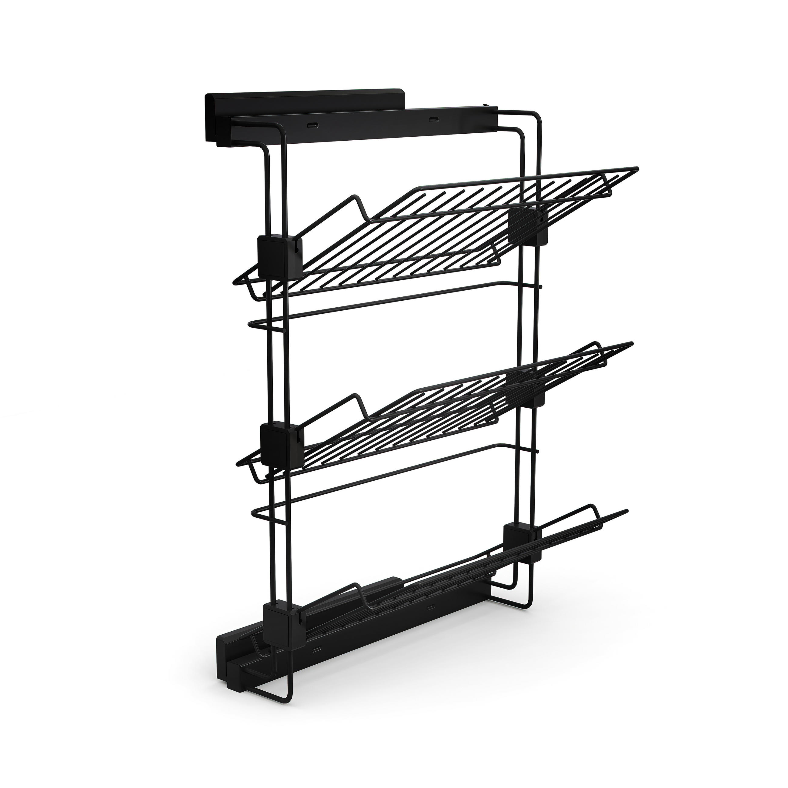 SCHUHREGAL Ausziehbares seitliches für Schränke und begehbare Kleiderschränke Hack, Links, Tiefschwarz lackiert - Schwarz, Metall (44.4/64/32cm) - EMUCA
