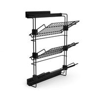 SCHUHREGAL Ausziehbares seitliches für Schränke und begehbare Kleiderschränke Hack, Links, Tiefschwarz lackiert - Schwarz, Metall (44.4/64/32cm) - EMUCA