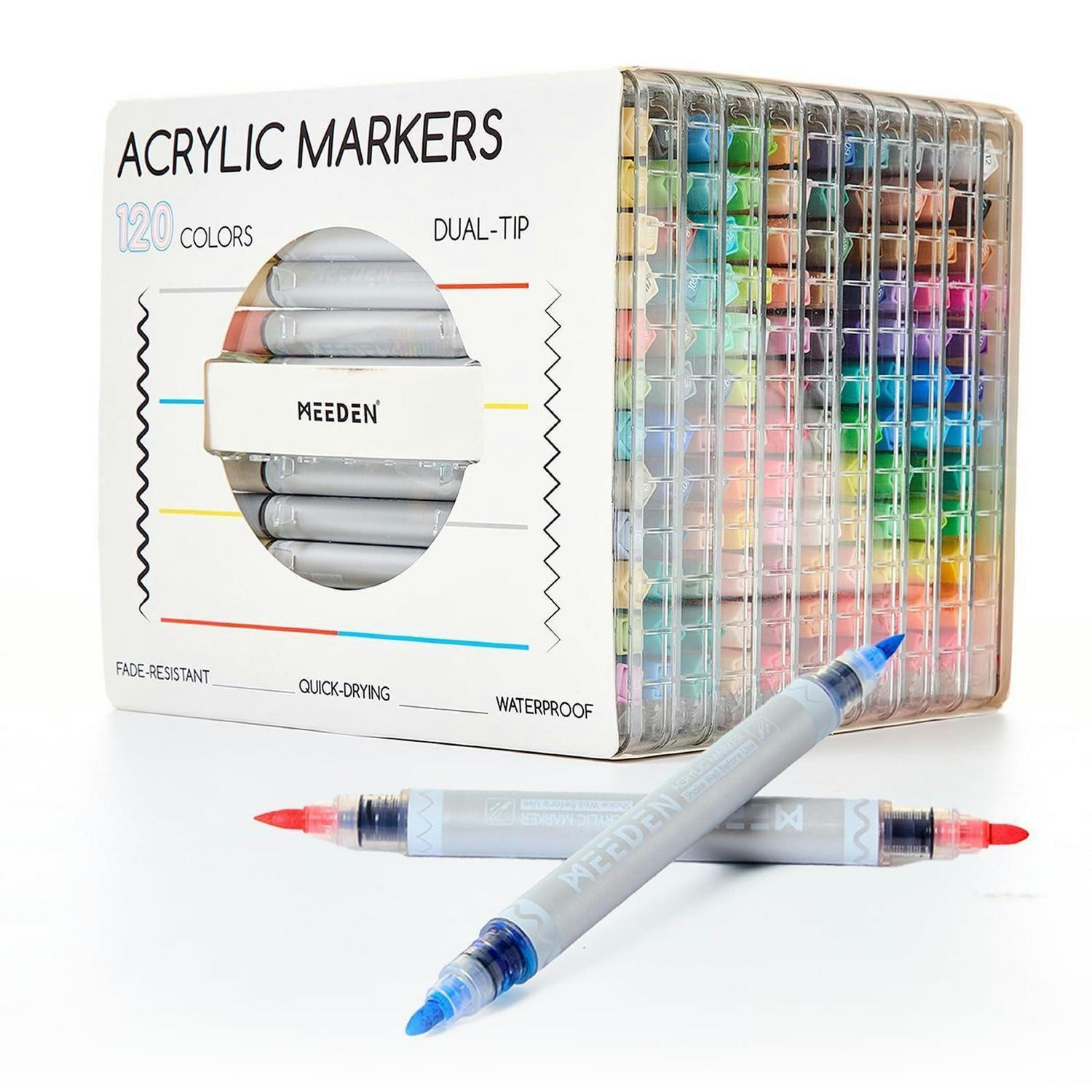 ACRYLSTIFTE 120 Farben Doppelspitze Schnelltrocknend Wasserfest - Multicolor, Kunststoff (1/1/16.5cm)