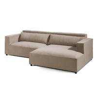 ECKSOFA Ottomane rechts Cord Velours 266x150x80 beige FINN - Beige, Kunststoff (266/150cm) - Massivmoebel24