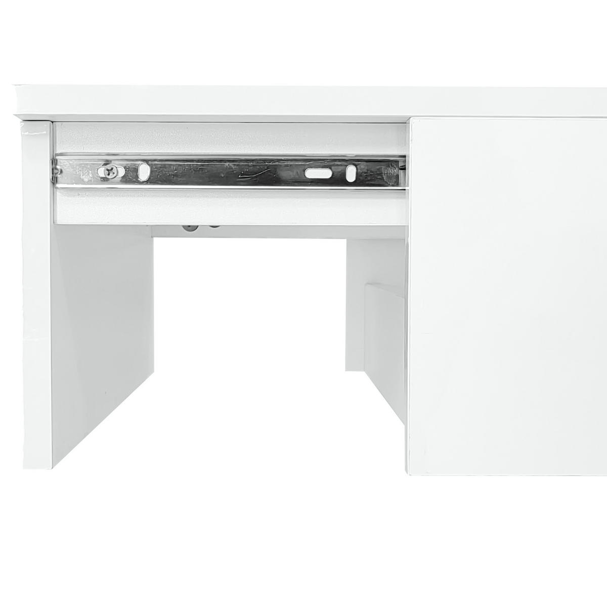 COUCHTISCH 100/50/45 cm in Weiß mit Hochglanz, LED-Beleuchtung und Stauraum - Weiß, Holzwerkstoff (100/50/45cm) - Flora Grace