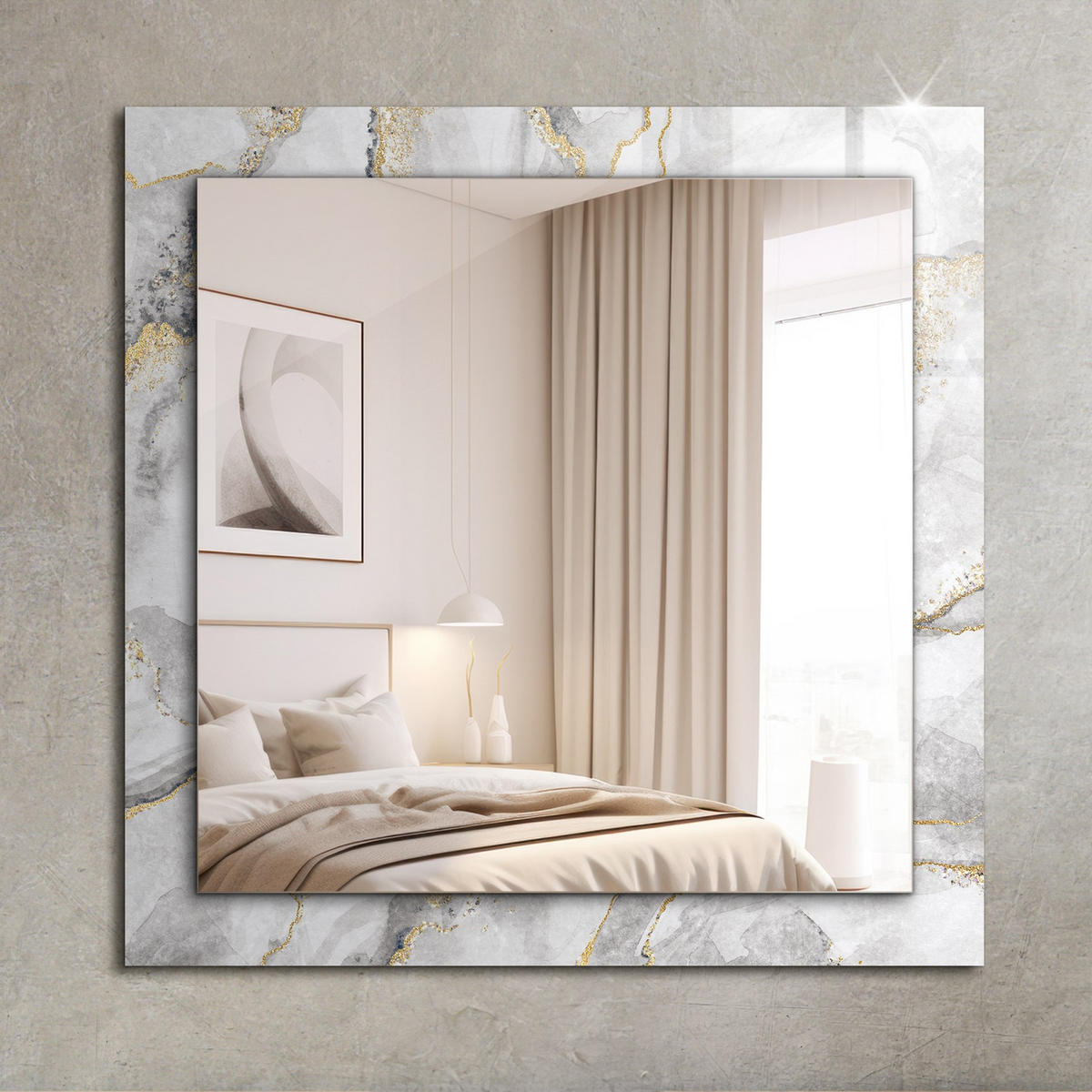 SPIEGEL 60 x 60 cm Rechteckig mit Aufdruck - Goldfarben, Glas (60/60/0.4cm) - TULUP