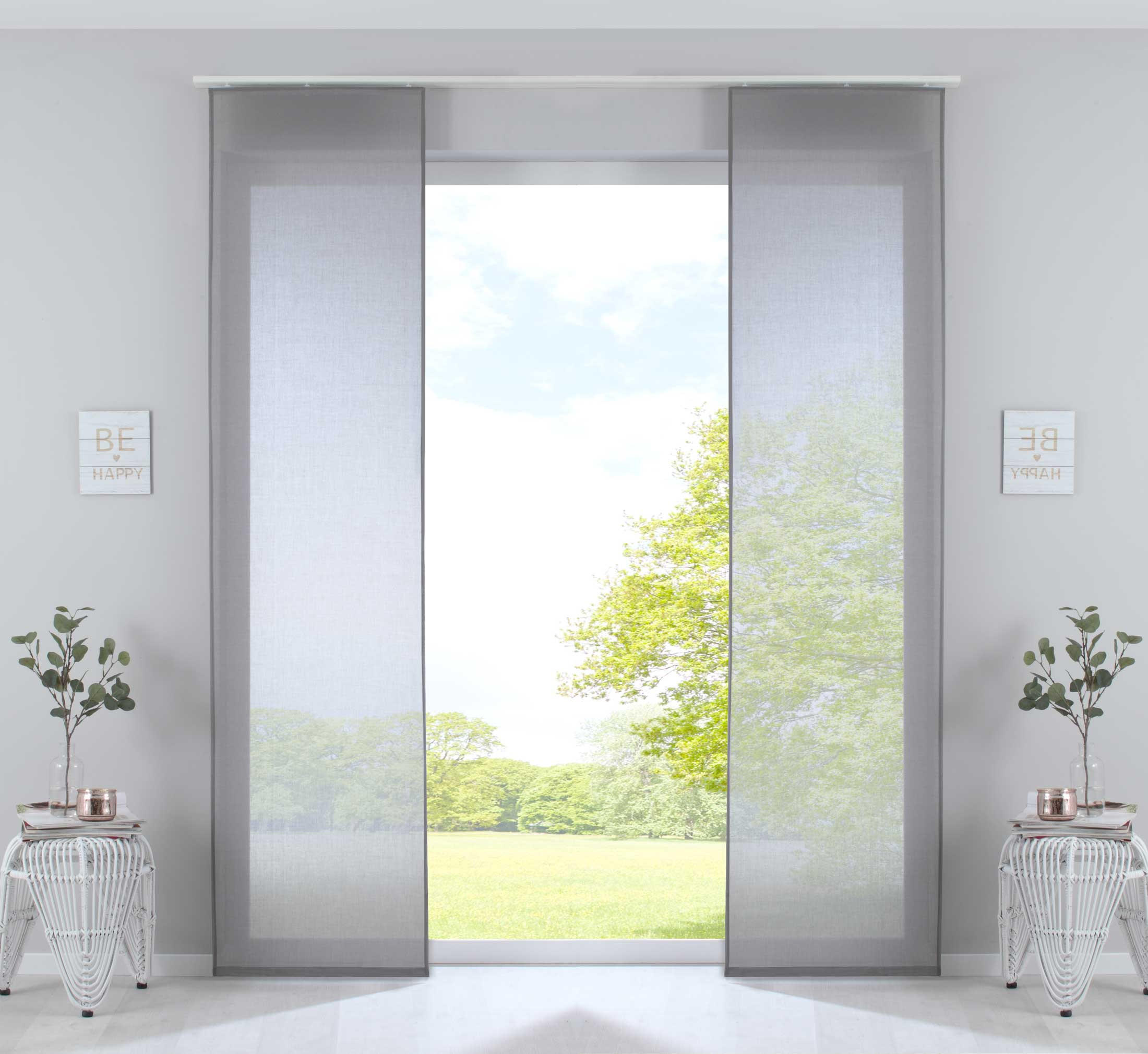 SCHIEBEGARDINE 2ER SET »Nizza« HxB 245x60 cm Grau - Grau, Textil (60/245cm) - Gardinenbox