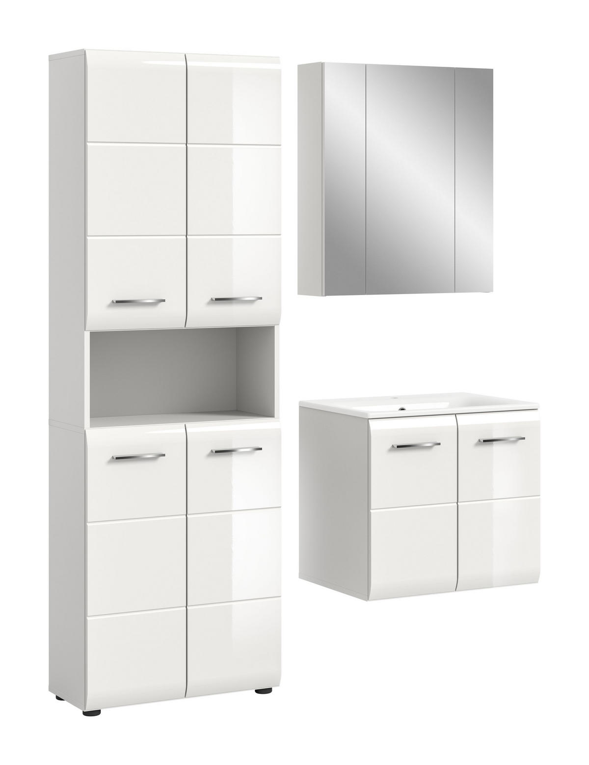 BADKOMBINATION Ice 135x185x46 cm weiß Hochglanz MDF 3tlg. - Weiß, Holz (135/185/46cm)