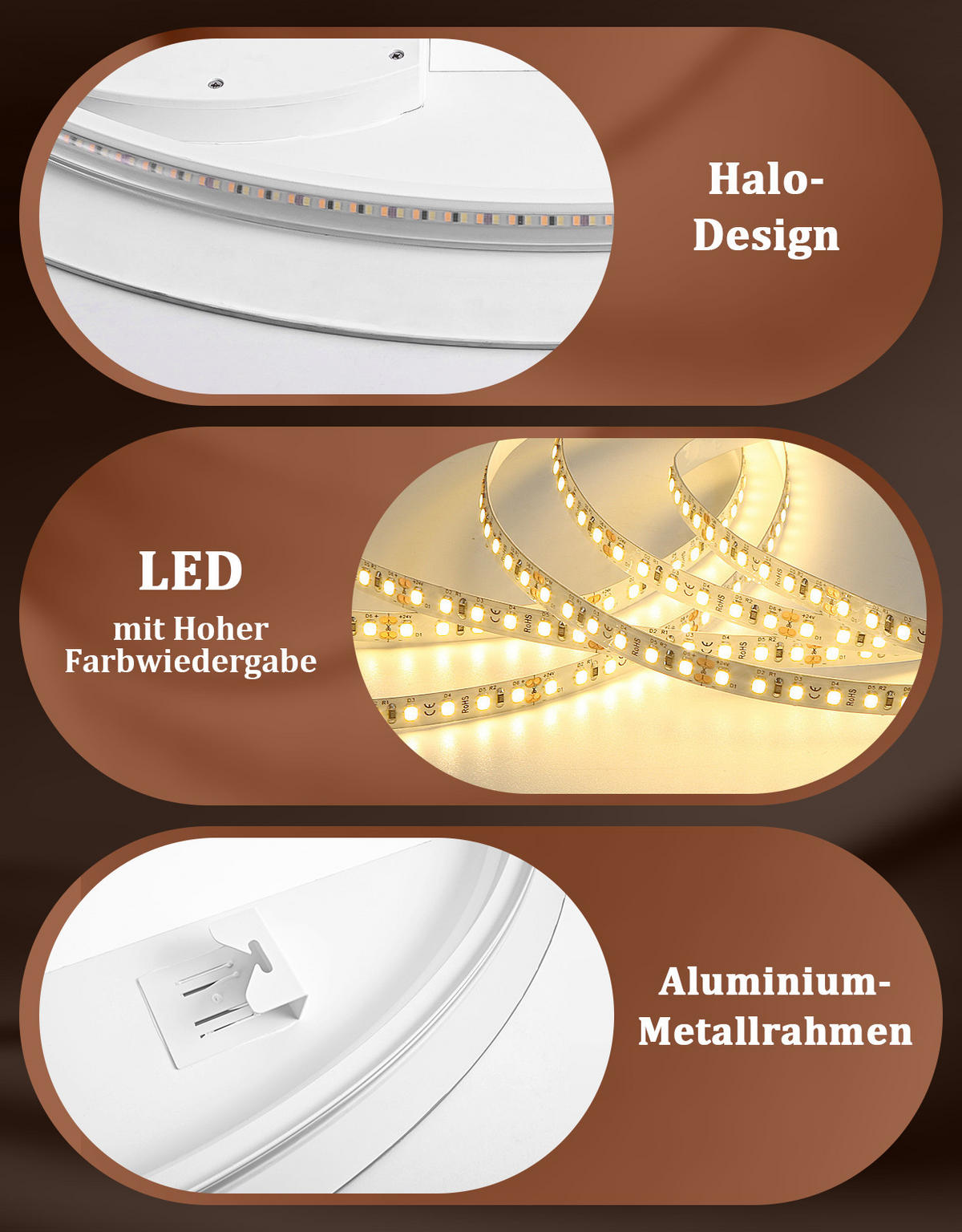 BADSPIEGEL mit Beleuchtung Kelven 3/50/70 cm - Weiß, Glas (50/70/3cm) - ZMH