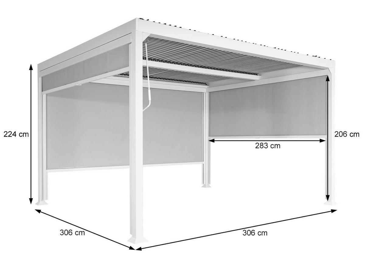ALU PERGOLA MIT SEITENWAND Anthrazit - Anthrazit, Metall (306/224/306cm) - MCW