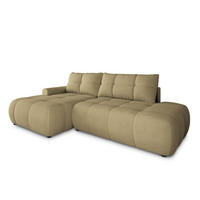 ECKSOFA FLUMA CL L-S Senfgelb Samtstoff mit Schlaffunktion - Currygelb, Holzwerkstoff/Textil (279/158cm) - MASSENO